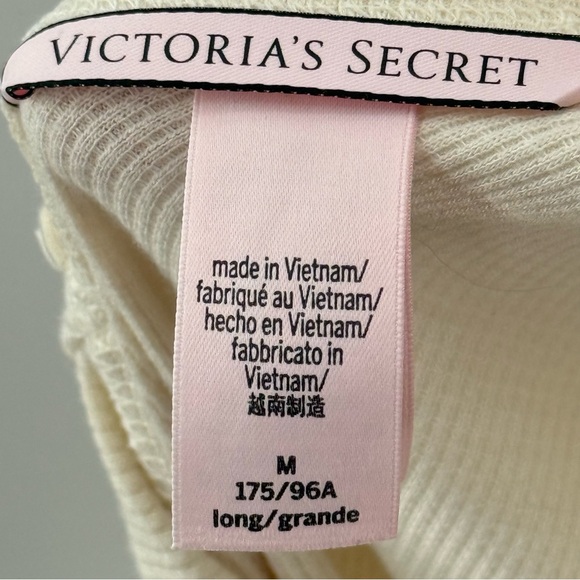 Victoria’s Secret Glow Wide Leg Waffle Knit Jumpsuit Ivory Comfy Size Medium - Picture 7 of 9